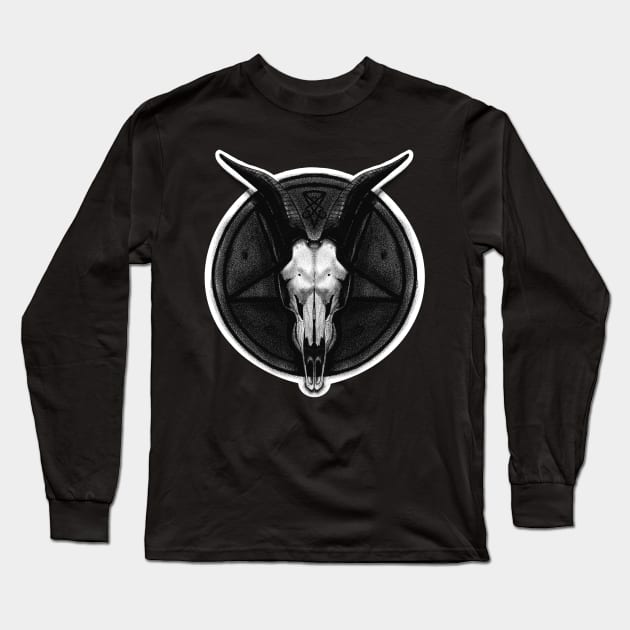 Baphomet skull Long Sleeve T-Shirt by Matthenegar